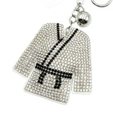 Diamond-studded suit keychain - european & american style tassel metal charm - bag accessory - cross-border hot seller
