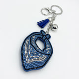 New arrival diamond blue scarf keychain tassel metal pendant bag car accessories fashion creative pendant