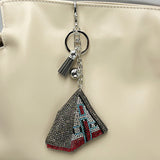 New diamond-studded tent keychain - european & american style tassel metal charm - bag decoration - cross-border hot seller
