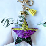 Cross-border exclusive: korean velvet star hotfix rhinestone keychain - galaxy-themed bag charm, minimalist fashion accessory