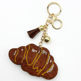 Diamond-studded croissant keychain - european & american style tassel metal charm - bag accessory - cross-border hot seller
