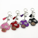 Diamond-studded mushroom keychain - european & american style tassel metal charm - bag accessory - cross-border hot seller