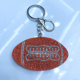 Sports-themed korean velvet hotfix rhinestone ball keychain - basketball, football, volleyball, baseball bag charm