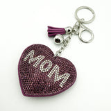 Diamond-studded heart keychain - mother's day gift - tassel metal charm - bag accessory - cross-border hot seller