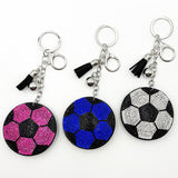 Diamond-studded football keychain - european & american style tassel metal charm - bag accessory - cross-border hot seller