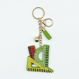 New arrival diamond-encrusted stationery ruler keychain fashion bag pendant accessories tassel metal pendant cross-border hot sale