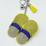 Hot diamond slippers keychain diamond-encrusted tassel pendant fashion bag accessories cross-border live broadcast hot-selling model