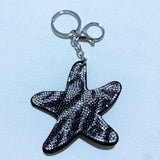 Korean velvet leopard print starfish keychain - unique ocean-themed charm, trendy and playful accessory
