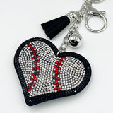 Hot diamond baseball heart keychain small fragrant tassel pendant diamond leather car bag accessories cross-border hot sale