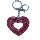 Cut out leather diamond-encrusted heart keychain korean velvet hot diamond luggage pendant waist chain decoration
