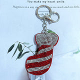 Korean velvet rhinestone christmas series: christmas stocking keychain, bag charm, car ornament - creative gift
