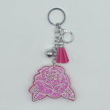 New diamond-studded rose keychain fashion bag charm tassel metal creative accessory - hot seller for cross-border e-commerce