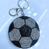 Sports-themed korean velvet hotfix rhinestone ball keychain - basketball, football, volleyball, baseball bag charm