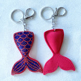 Korean velvet mermaid tail keychain - ocean-themed scale hotfix rhinestone - dreamy bag charm - new cross-border product