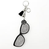Diamond-studded sunglasses keychain - european & american style tassel metal charm - bag accessory - cross-border hot seller