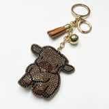 Diamond-studded highland cow keychain tassel charm - cute cartoon bag accessory, trendy gift for her