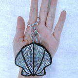 Seashell keychain - korean velvet hotfix rhinestone accessory - ocean-themed backpack charm, luggage anti-loss decoration