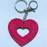 Cut out leather diamond-encrusted heart keychain korean velvet hot diamond luggage pendant waist chain decoration
