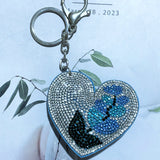 Small fresh flower heart keychain korean velvet hot diamond ultra-light forest style waist chain pants decoration casual luggage pendant