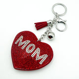 Diamond-studded heart keychain - mother's day gift - tassel metal charm - bag accessory - cross-border hot seller