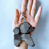 Korean velvet rhinestone black and white keychain charm - women's rhinestone bag charm, puppy keychain pendant, ultra-lightweight and wear-resistant