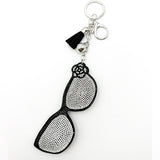 Diamond-studded sunglasses keychain - european & american style tassel metal charm - bag accessory - cross-border hot seller