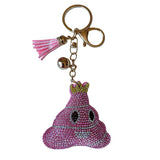 Cartoon cute poop rhinestone keychain korean velvet full diamond creative poop bag pendant couple pendant