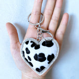 Trendy leopard print heart bag accessories for autumn and winter - korean velvet fashion keychain pendant car key chain accessories