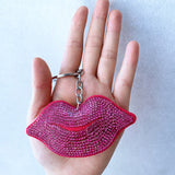 Cross-border hot selling sexy red lips diamond-encrusted women's bag pendant fashion korean velvet hot diamond two-color diamond keychain