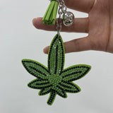 New arrival diamond-encrusted leaf keychain fashion bag pendant tassel metal creative accessories cross-border hot sale