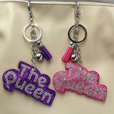 Hot diamond the queen keychain diamond-encrusted tassel bag pendant fashion girl jewelry pendant
