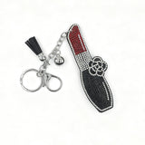 Cross-border hot-selling small fragrance style diamond-encrusted lipstick pendant hot diamond tassel bag keychain fashion girl jewelry pendant