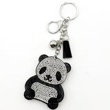Diamond-studded panda keychain - european & american style tassel metal charm - bag accessory creative cartoon ornament