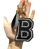 Letter bag hanging korean velvet inlaid diamond ultra-light shiny english letter keychain school bag accessories car pendant wholesale