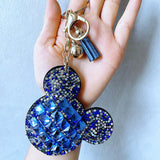 New mickey mouse keychain, korean velvet full rhinestone high-end bag charm, small accessory keychain, women's gift wholesale
