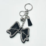 New arrival diamond-encrusted bows keychain fashion tassel metal bag pendant cross-border hot-selling model