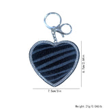Korean velvet striped heart bag charm - vintage aesthetic keychain for autumn/winter