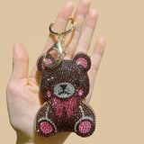 Korean velvet diamond-encrusted large cute teddy bear strawberry bear bag accessories hot diamond bear key chain women's bag hanging