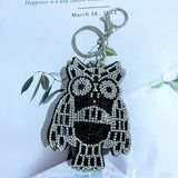 Cross-border hot-selling diamond-encrusted owl women's bag pendant fashion korean velvet hot diamond two-color diamond keychain wholesale