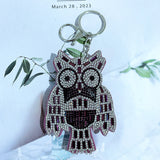 Cross-border hot-selling diamond-encrusted owl women's bag pendant fashion korean velvet hot diamond two-color diamond keychain wholesale