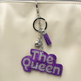 Hot diamond the queen keychain diamond-encrusted tassel bag pendant fashion girl jewelry pendant