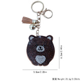 Cross-border hot seller: brown bear keychain - korean velvet hotfix rhinestone cute pet, retro style bag charm