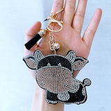 Cross-border hot-selling tassel diamond-encrusted puppy women's bag pendant fashion korean velvet hot diamond two-color diamond keychain