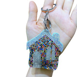 Cross-border hot-selling korean velvet diamond-encrusted house fairy tale house bag hanging keychain shiny car pendant wholesale