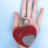Cross-border hot style cut out heart keychain korean velvet hot diamond bag decoration simple trendy style key chain