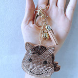 Little cow keychain - korean velvet hotfix rhinestone animal backpack bag accessory - bag chain charm