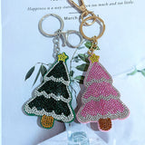 Christmas tree keychain - rhinestone korean velvet christmas eve bag charm - small gift christmas car ornament