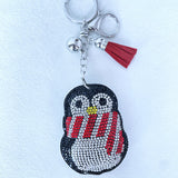 Korean velvet hotfix panda penguin keychain animal schoolbag charm cute cartoon bag accessories cross-border