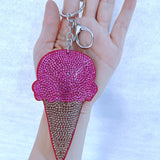Ice cream keychain korean velvet cone hot diamond luggage accessories summer cool style bag chain pendant