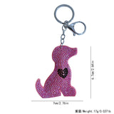 Adorable pink puppy keychain with rhinestone accents - korean velvet pet-themed bag charm